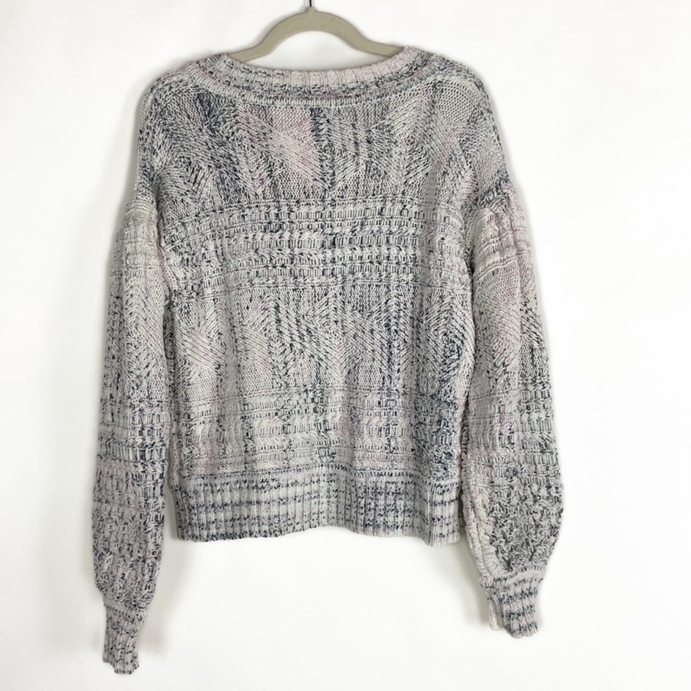 Joie Sydnee Cotton V-neck Chunky Knit Oversized Balloon Sleeve Cozy Sweater - Picture 4 of 16